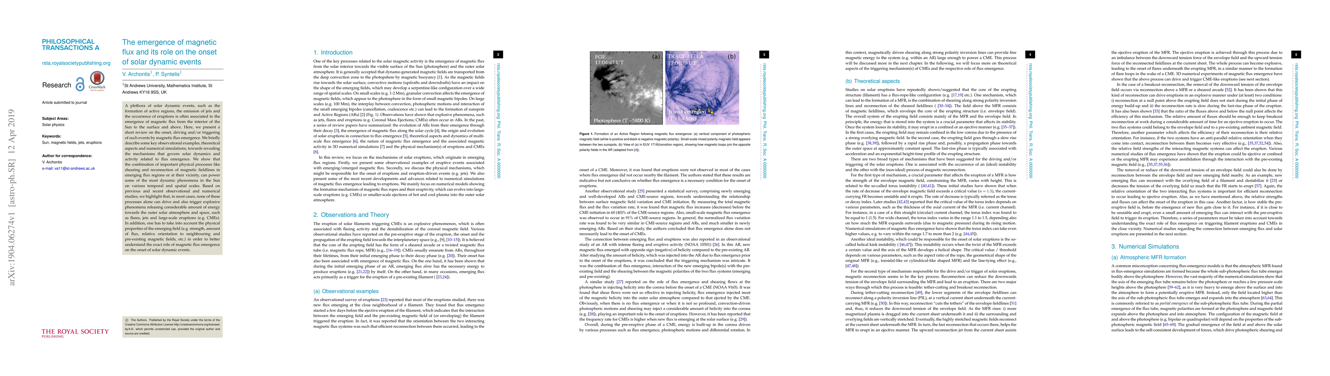 Thumbnail for The emergence of magnetic flux and its role on the onset of solar
  dynamic events