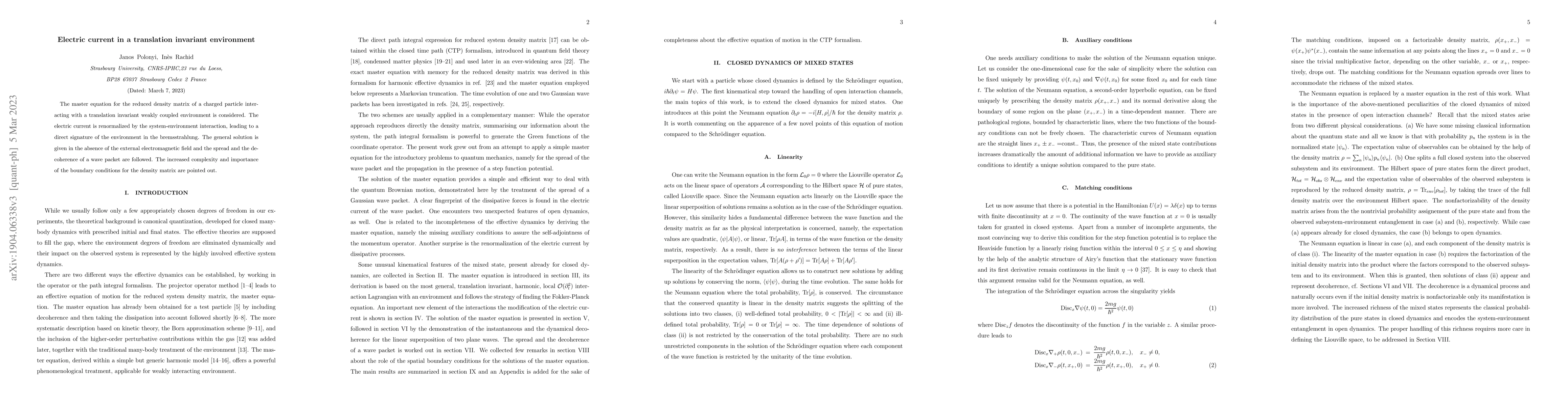 Thumbnail for Electric current in a translation invariant environment