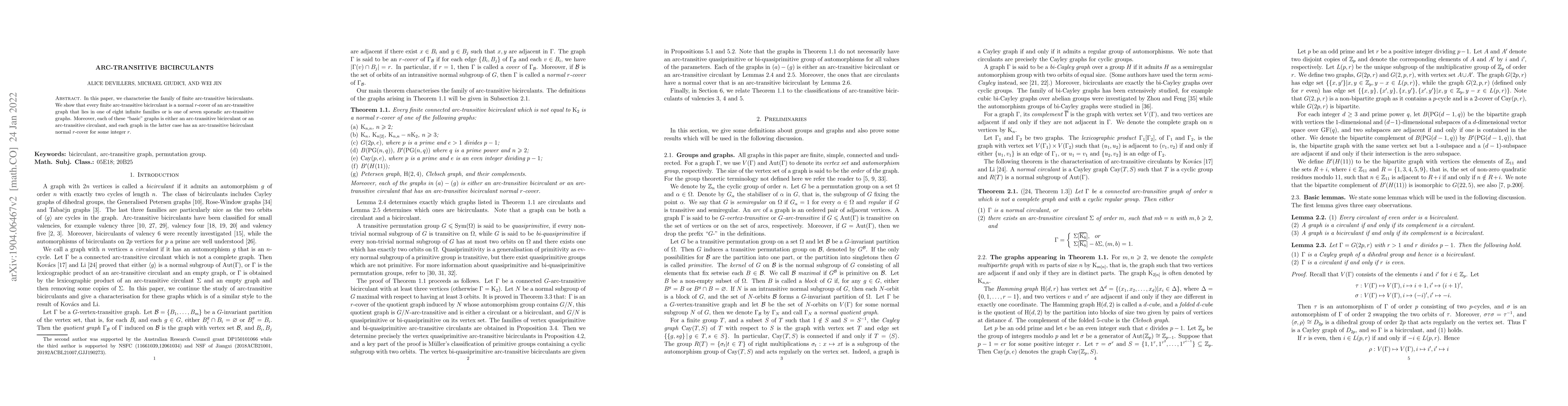 Thumbnail for Arc-transitive bicirculants