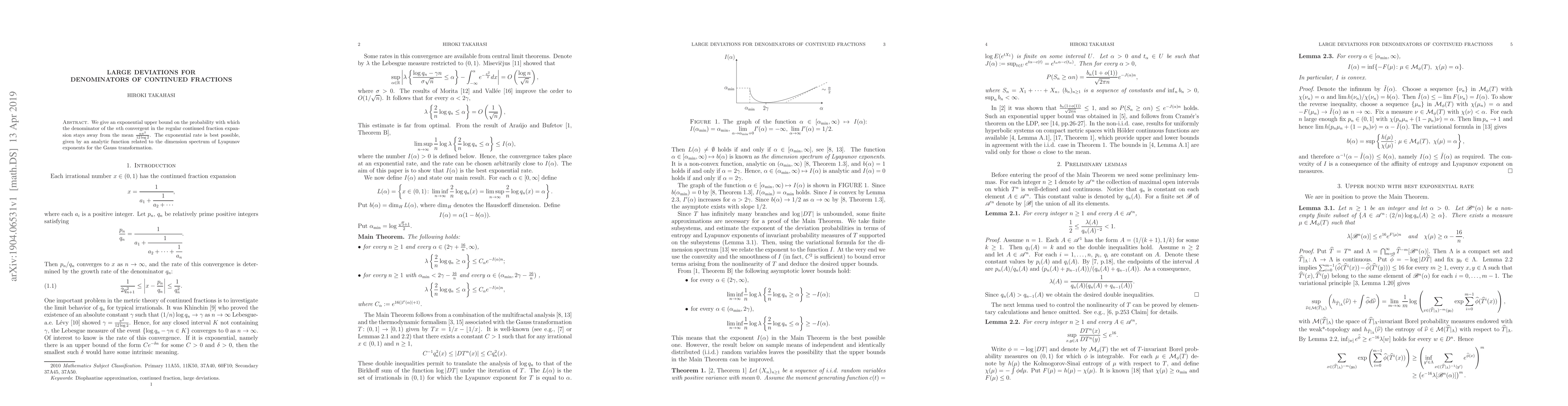 Thumbnail for Large deviations for denominators of continued fractions