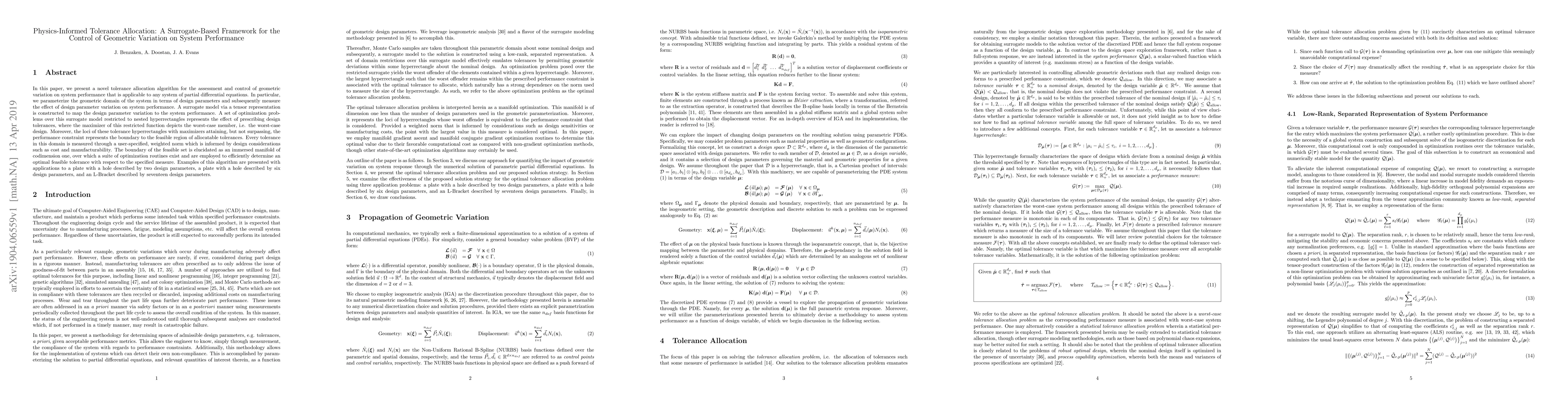 Thumbnail for Physics-Informed Tolerance Allocation: A Surrogate-Based Framework for
  the Control of Geometric Variation on System Performance