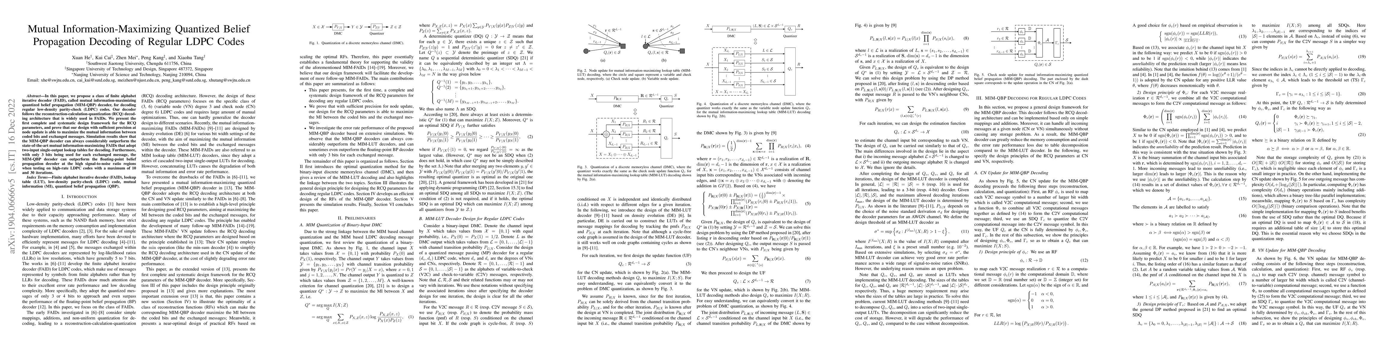 Thumbnail for Mutual Information-Maximizing Quantized Belief Propagation Decoding of
  Regular LDPC Codes
