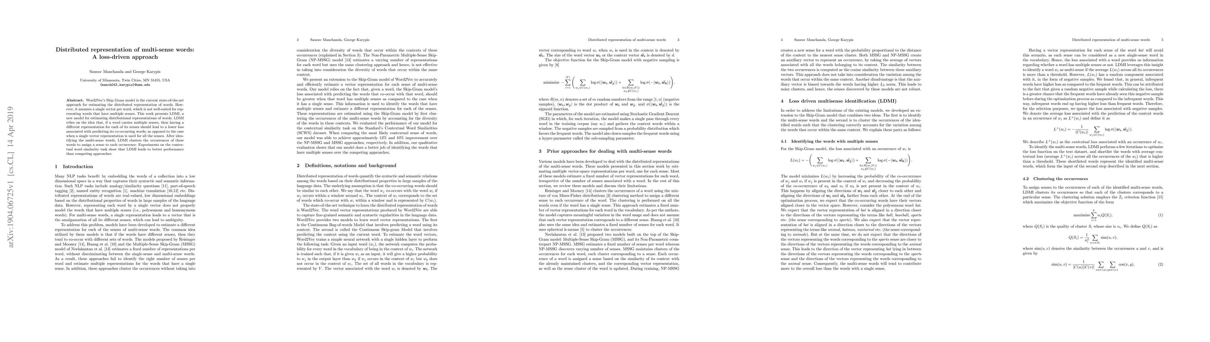 Thumbnail for Distributed representation of multi-sense words: A loss-driven approach