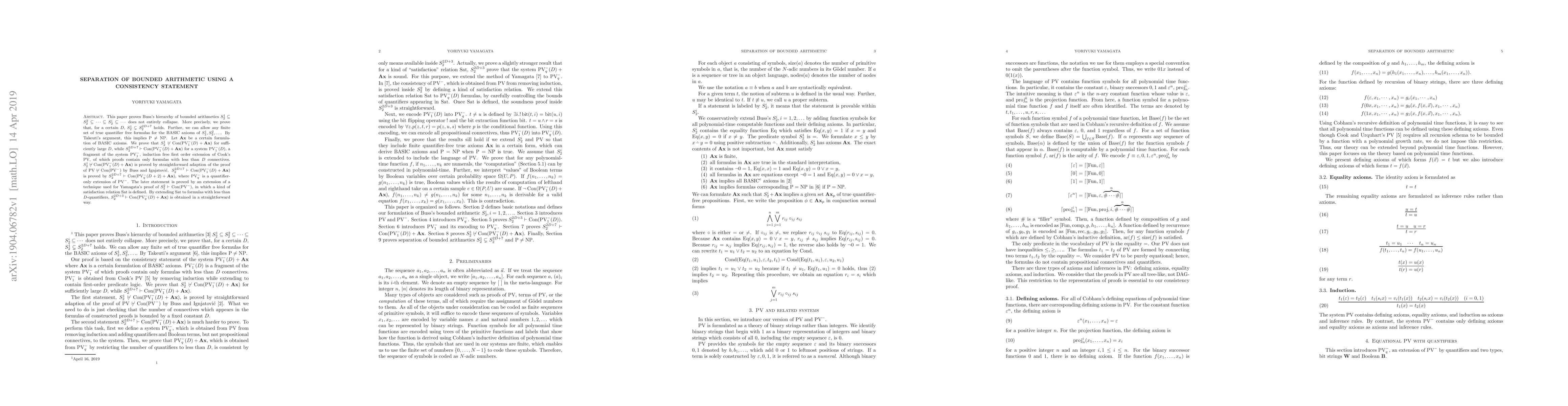 Thumbnail for Separation of bounded arithmetic using a consistency statement