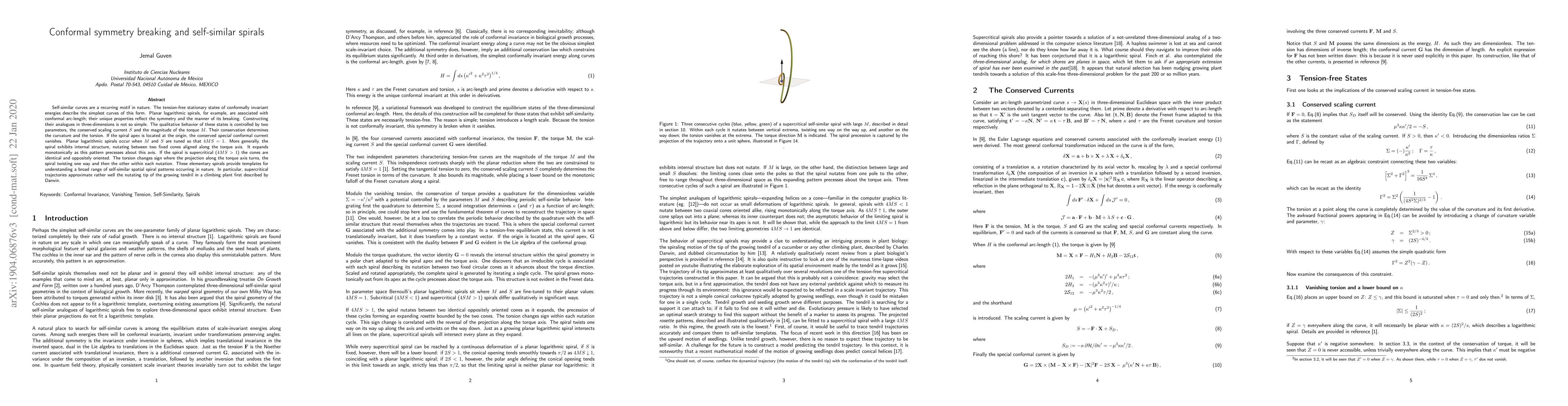 Thumbnail for Conformal symmetry breaking and self-similar spirals