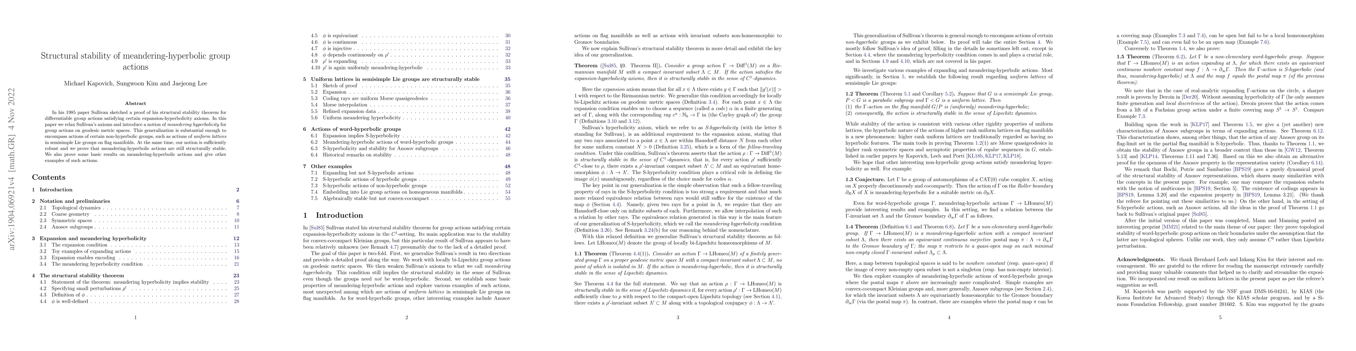 Thumbnail for Structural stability of meandering-hyperbolic group actions