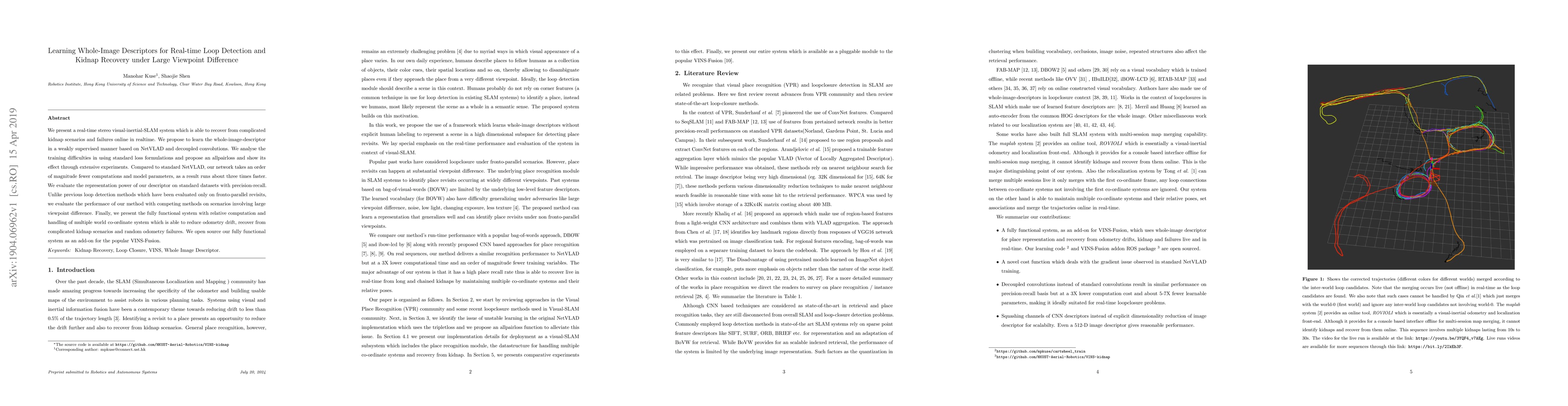 Thumbnail for Learning Whole-Image Descriptors for Real-time Loop Detection andKidnap
  Recovery under Large Viewpoint Difference