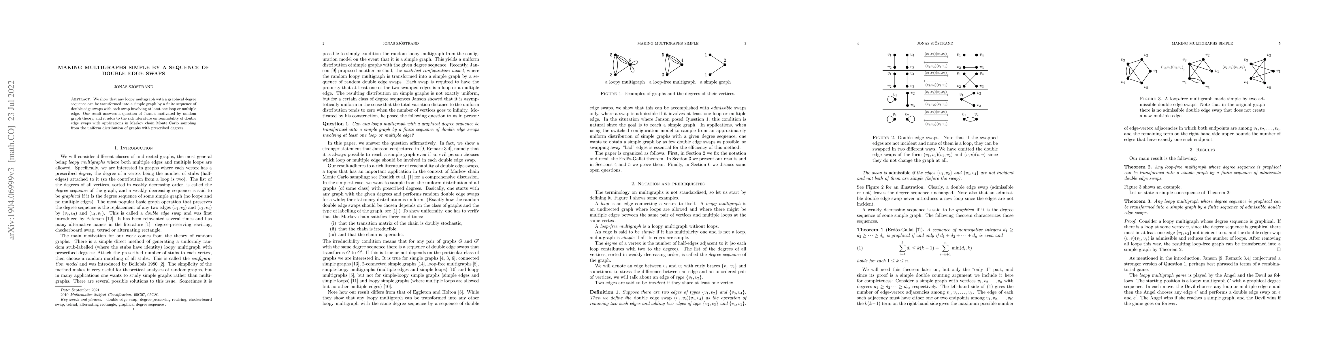 Thumbnail for Making multigraphs simple by a sequence of double edge swaps