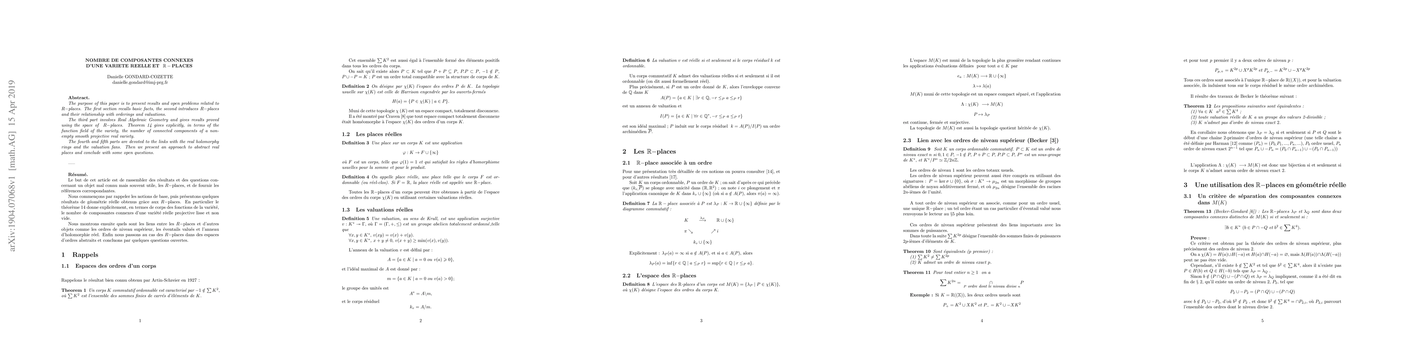 Thumbnail for Nombre de composantes connexes d'une vari\'et\'e r\'eelle et R-places