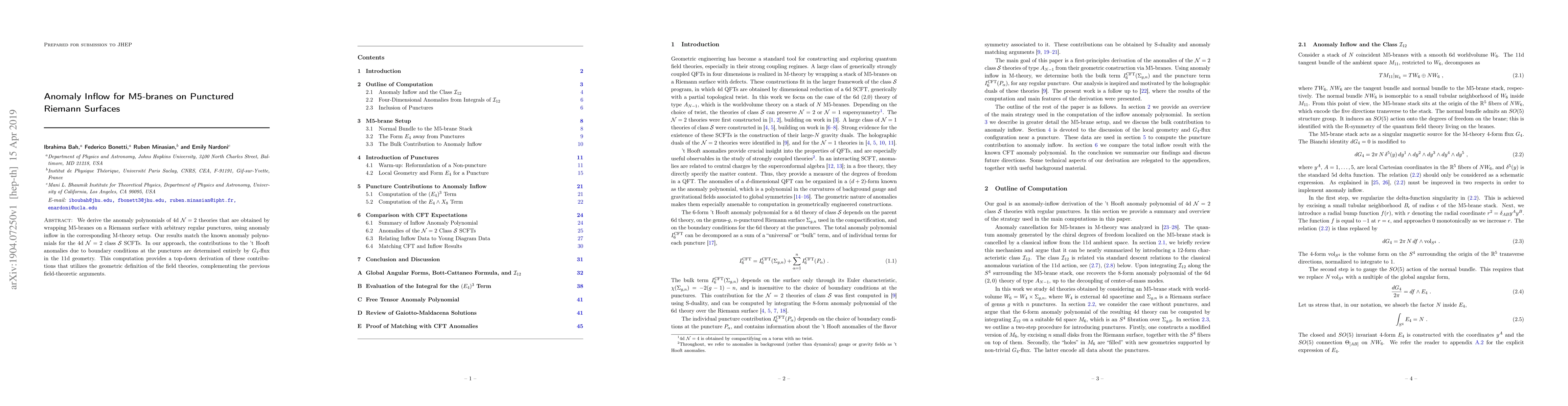 Thumbnail for Anomaly Inflow for M5-branes on Punctured Riemann Surfaces