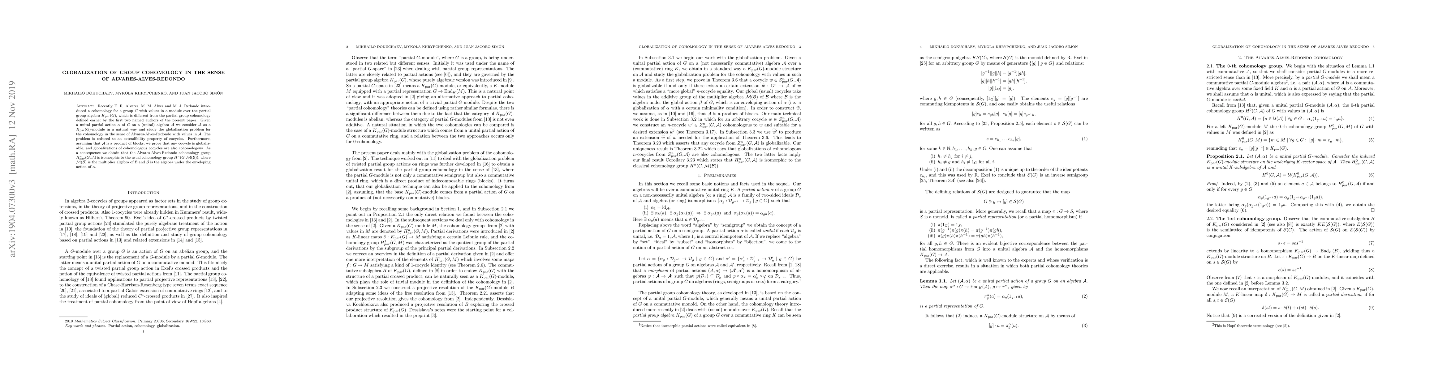 Thumbnail for Globalization of group cohomology in the sense of Alvares-Alves-Redondo