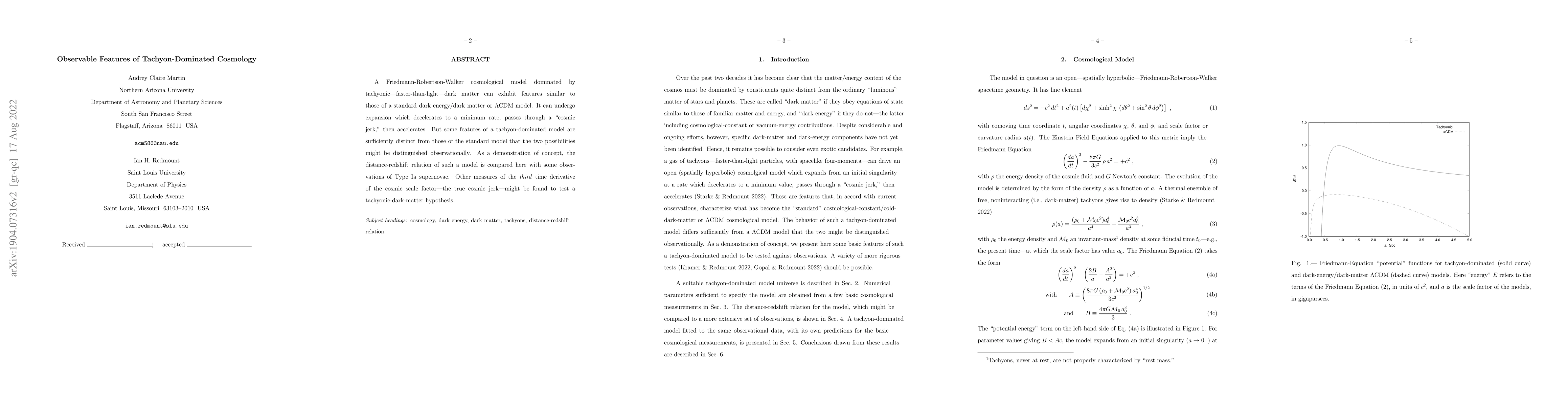 Thumbnail for Observable Features of Tachyon-Dominated Cosmology