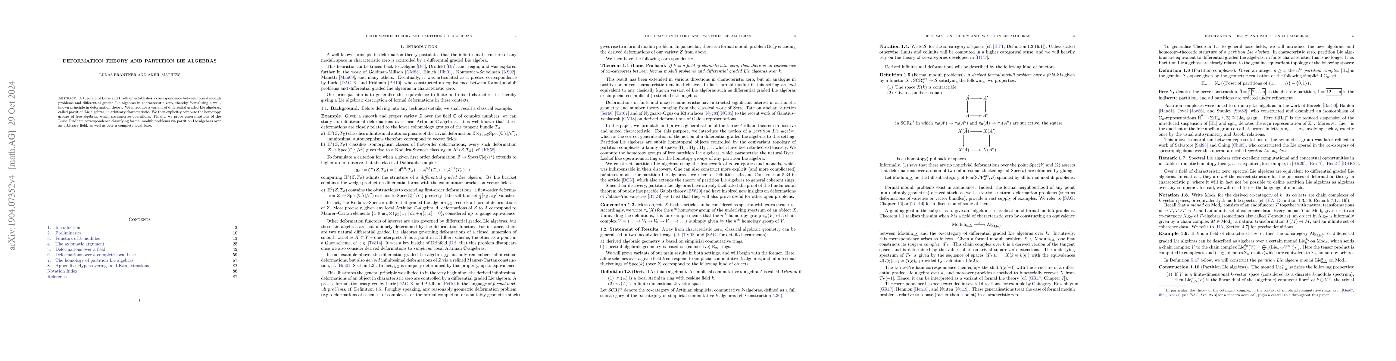 Thumbnail for Deformation Theory and Partition Lie Algebras