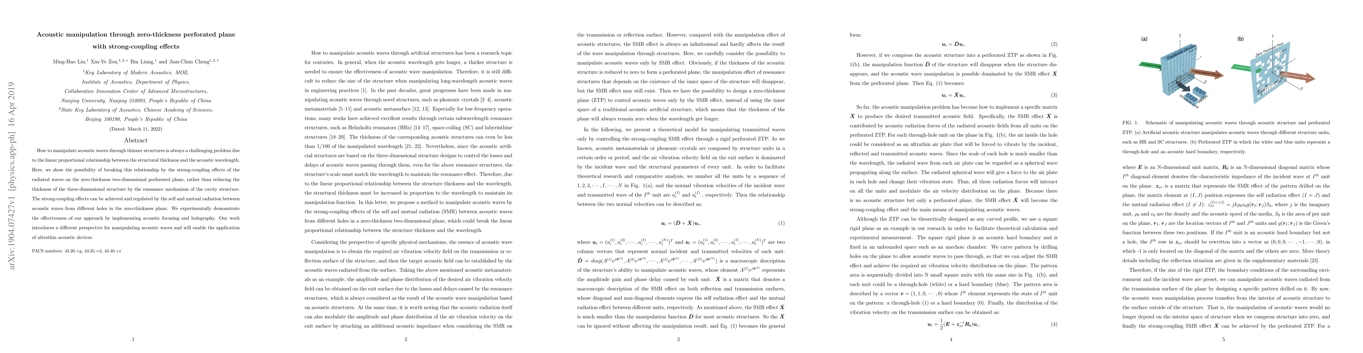 Thumbnail for Acoustic manipulation through zero-thickness perforated plane with
  strong-coupling effects