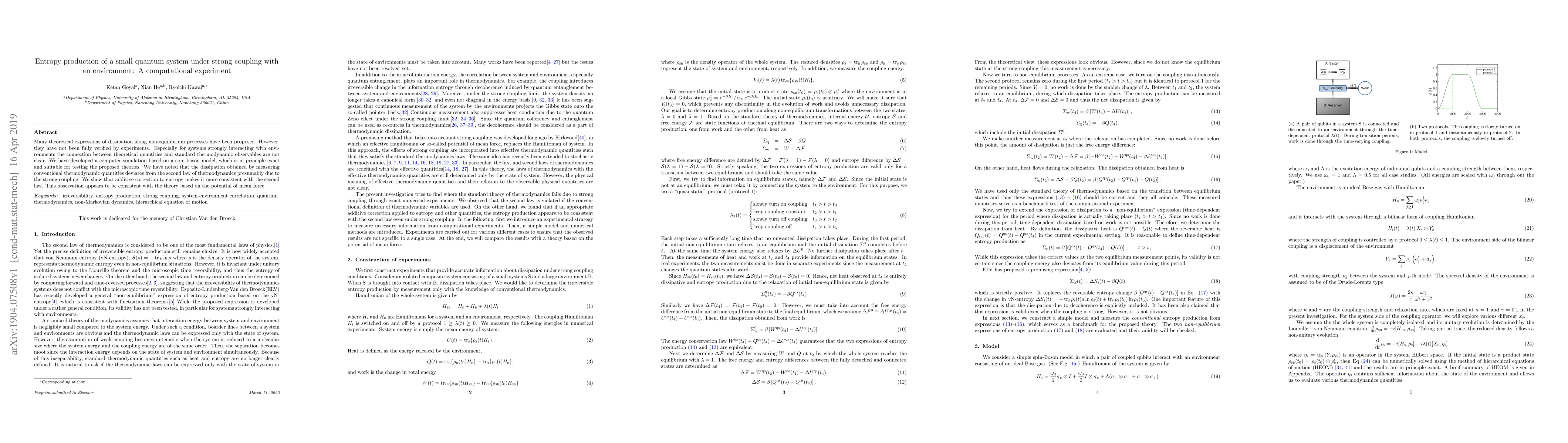 Thumbnail for Entropy production of a small quantum system under strong coupling with
  an environment: A computational experiment
