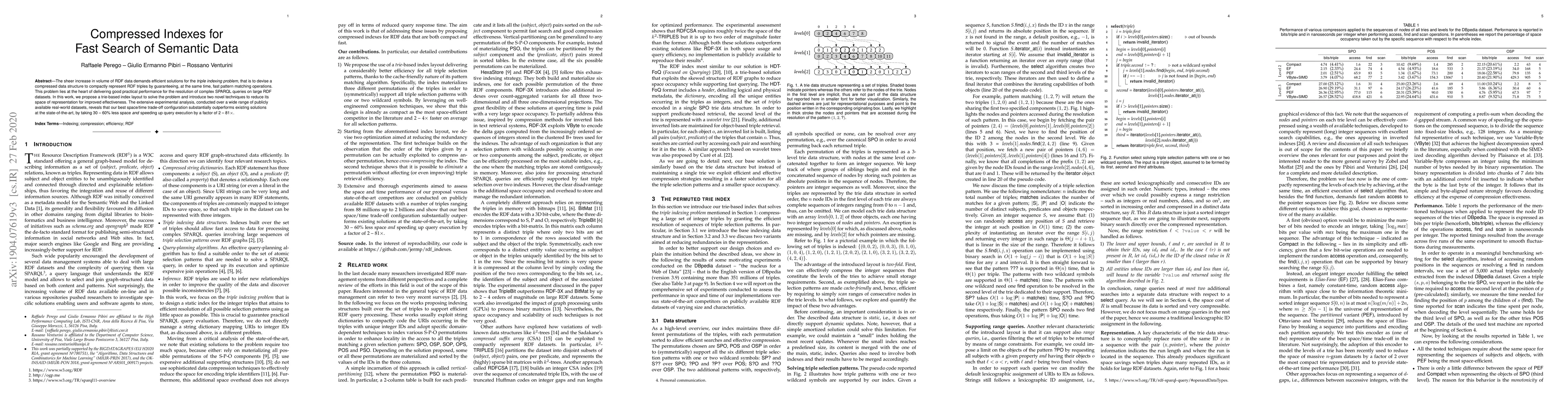Thumbnail for Compressed Indexes for Fast Search of Semantic Data