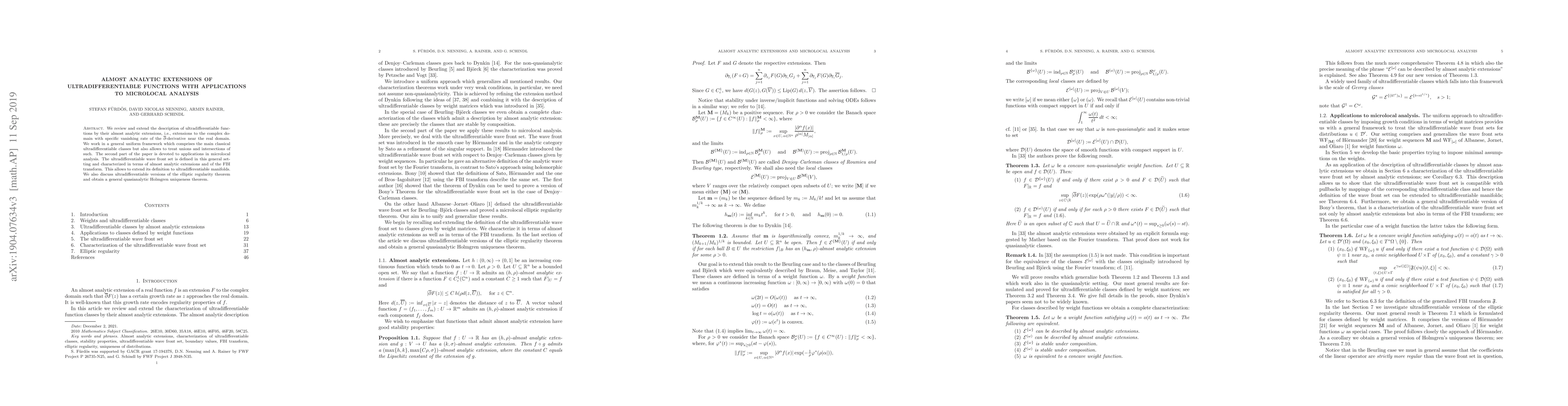 Thumbnail for Almost analytic extensions of ultradifferentiable functions with
  applications to microlocal analysis