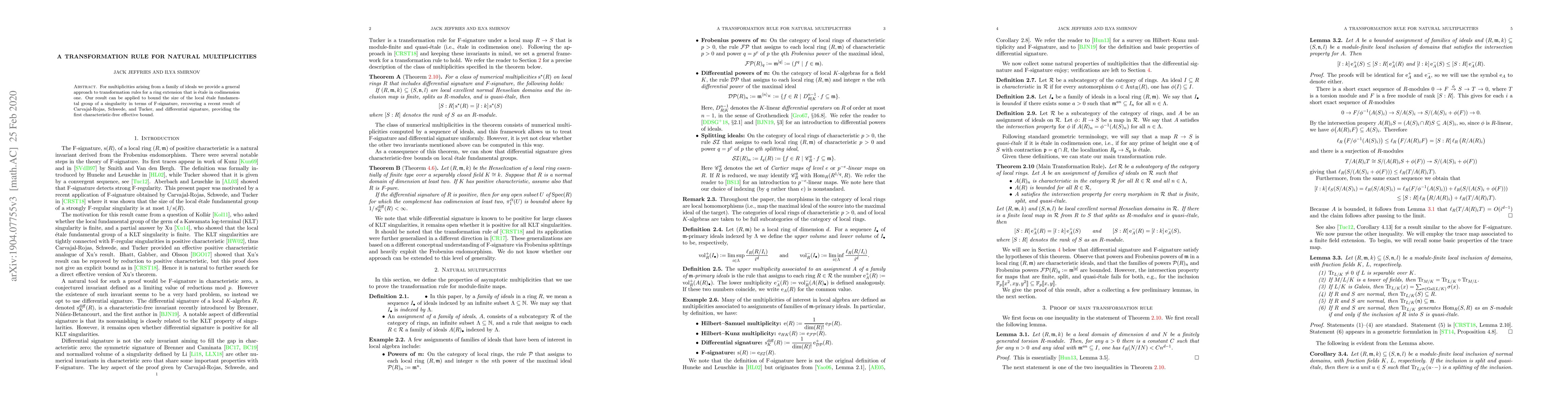 Thumbnail for A transformation rule for natural multiplicities