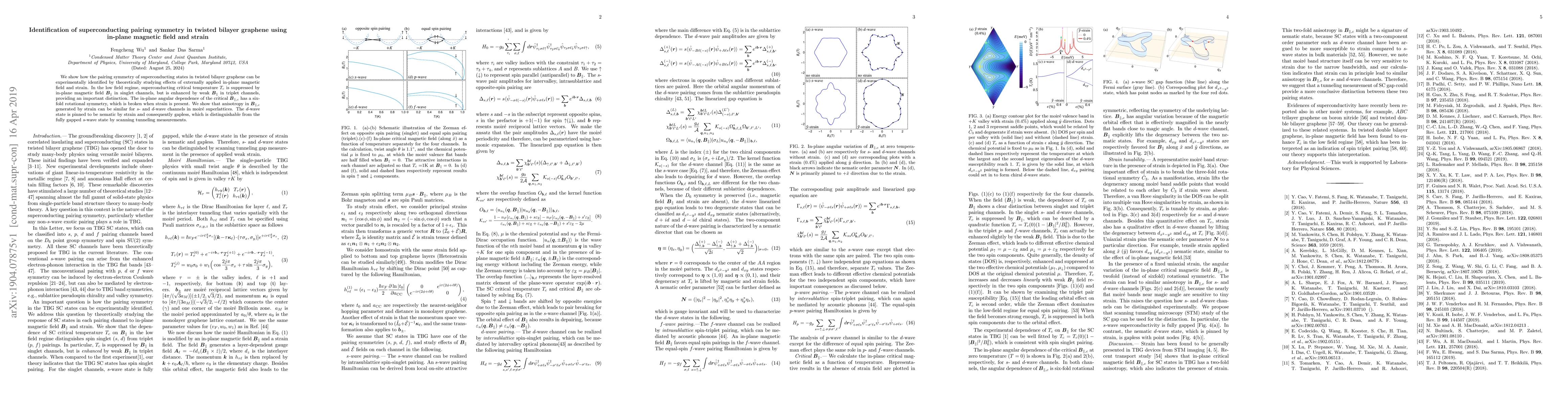 Thumbnail for Identification of superconducting pairing symmetry in twisted bilayer
  graphene using in-plane magnetic field and strain