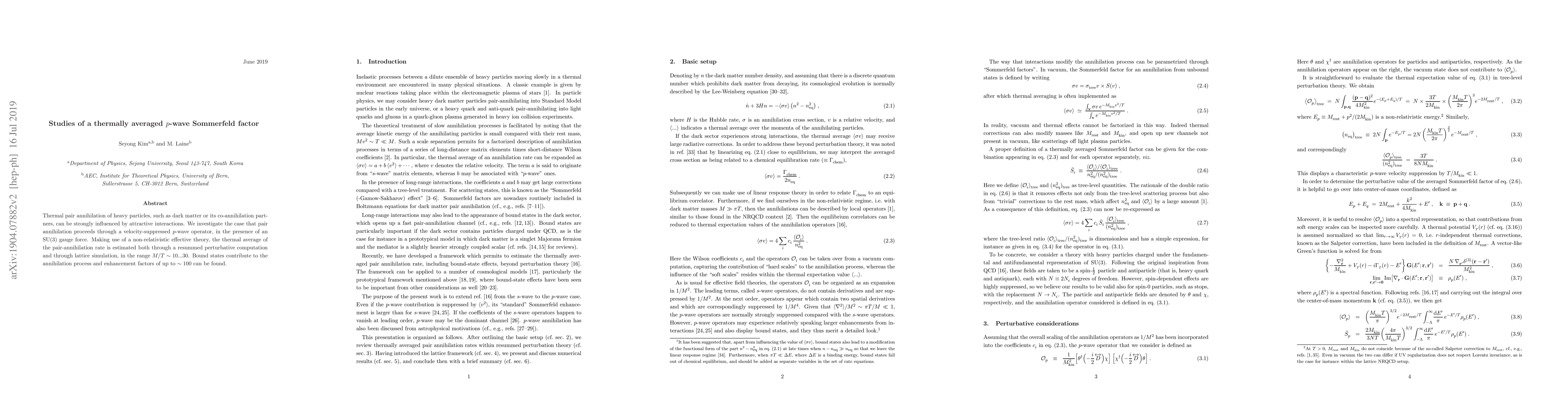 Thumbnail for Studies of a thermally averaged p-wave Sommerfeld factor