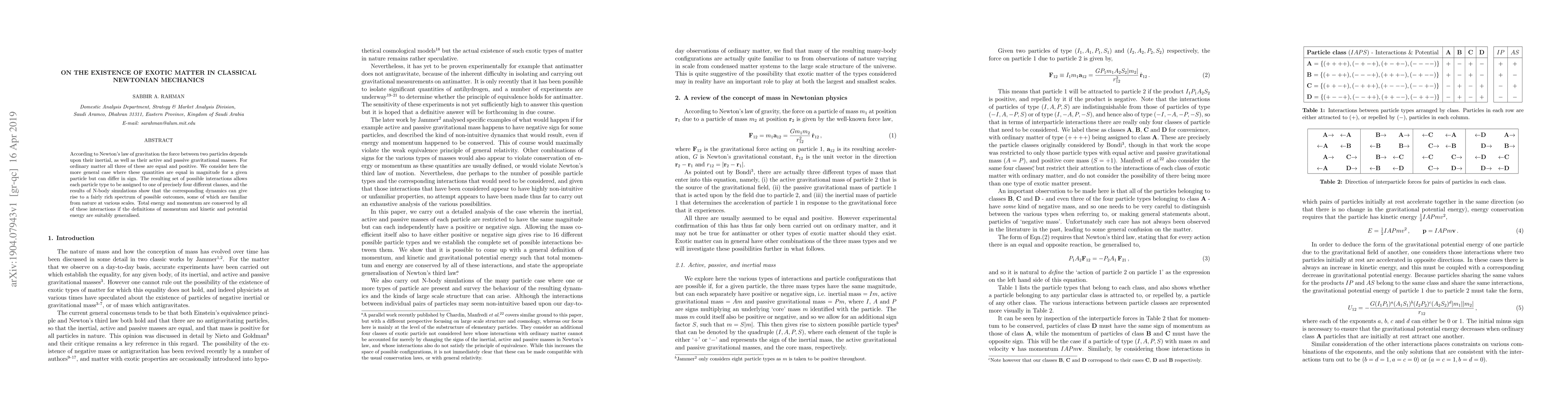 Thumbnail for On the existence of exotic matter in classical Newtonian mechanics