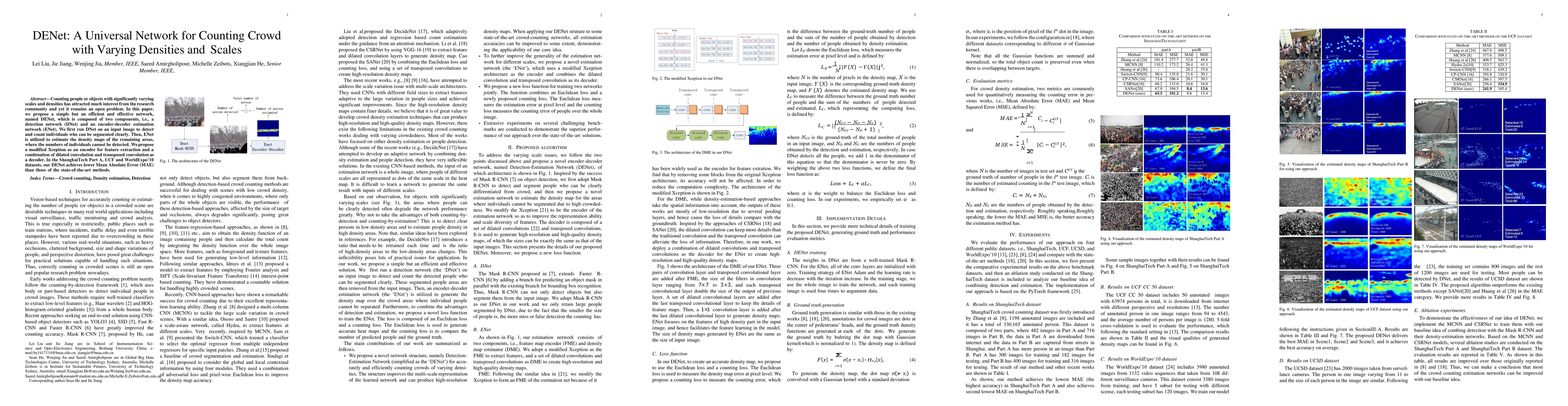 Thumbnail for DENet: A Universal Network for Counting Crowd with Varying Densities and
  Scales