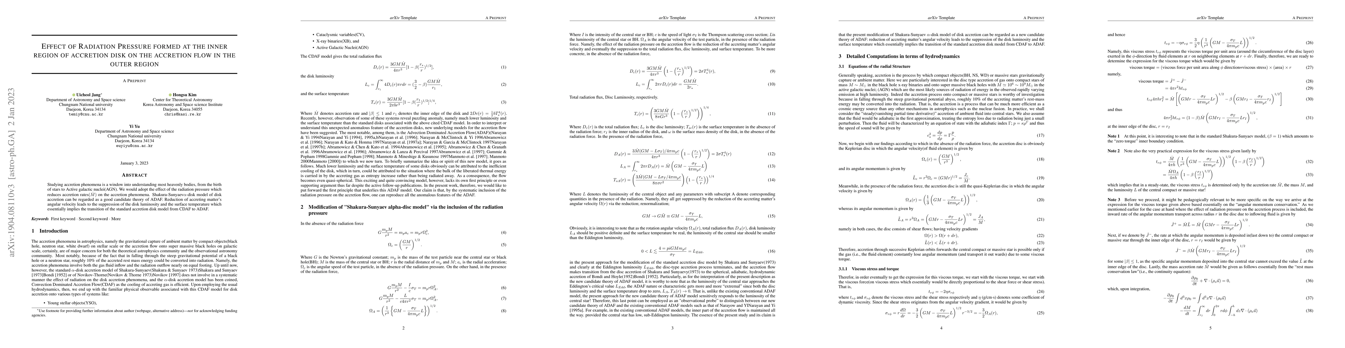 Thumbnail for Inclusion of the effect of radiation pressure on the accretion phenomena
  in astrophysics