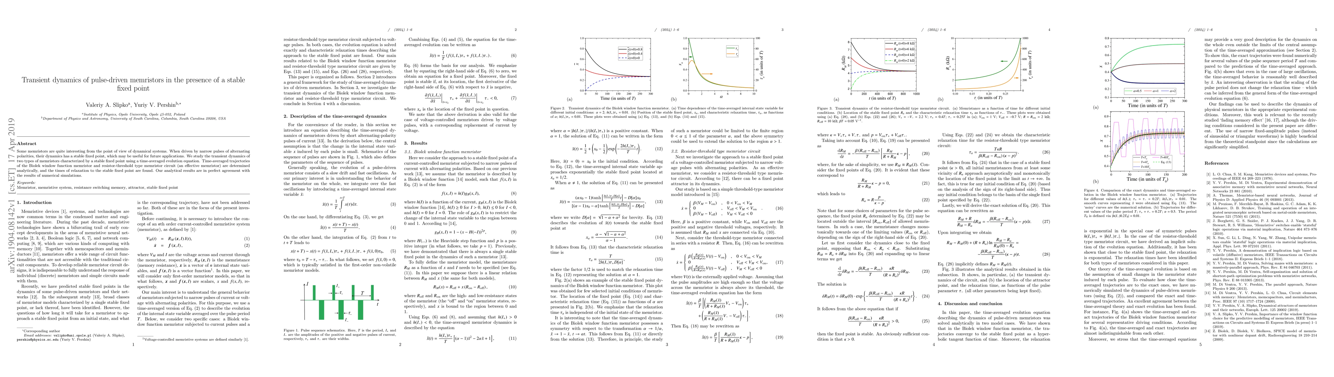 Thumbnail for Transient dynamics of pulse-driven memristors in the presence of a
  stable fixed point