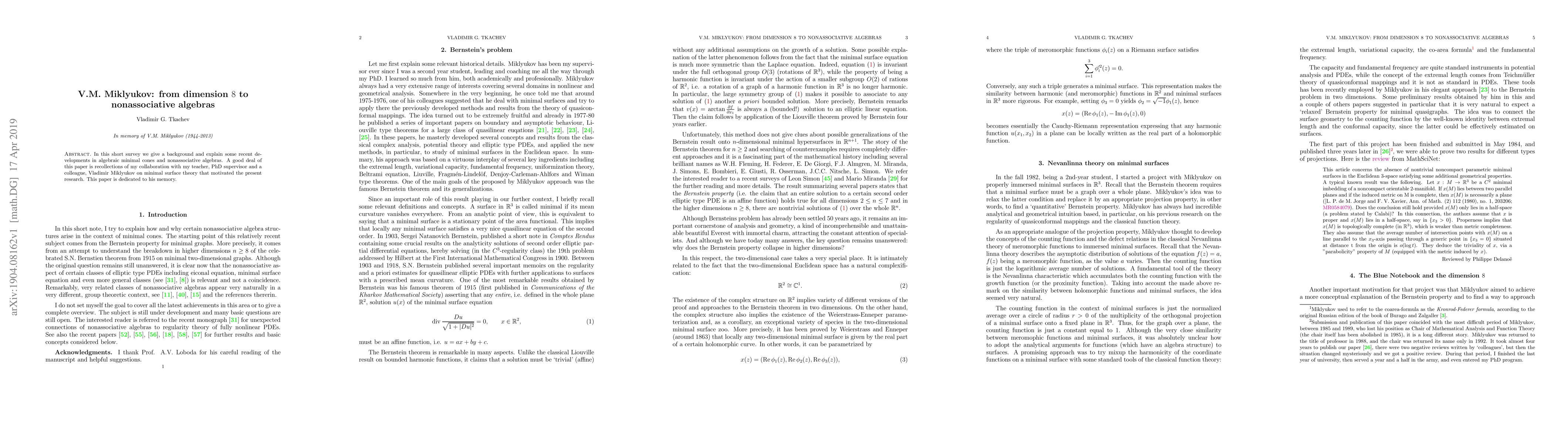 Thumbnail for V.M. Miklyukov: from dimension 8 to nonassociative algebras