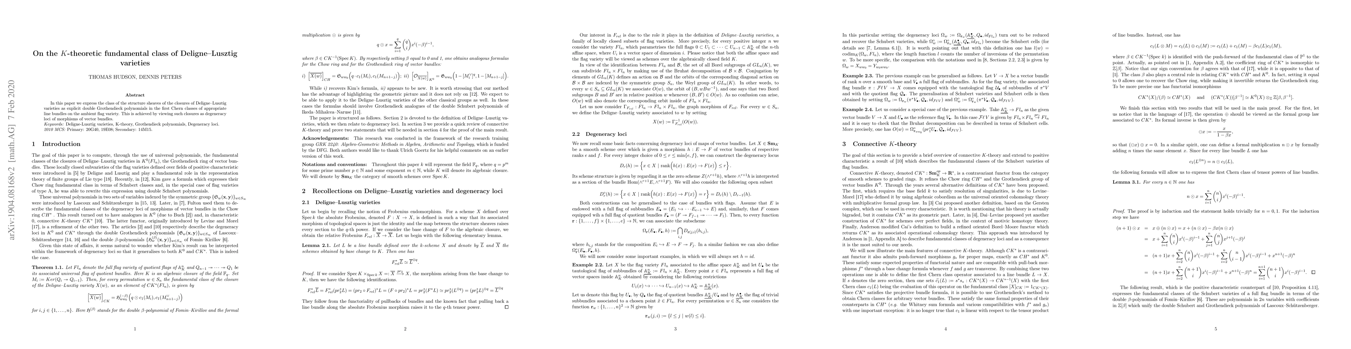Thumbnail for On the K-theoretic fundamental classes of Deligne-Lusztig varieties