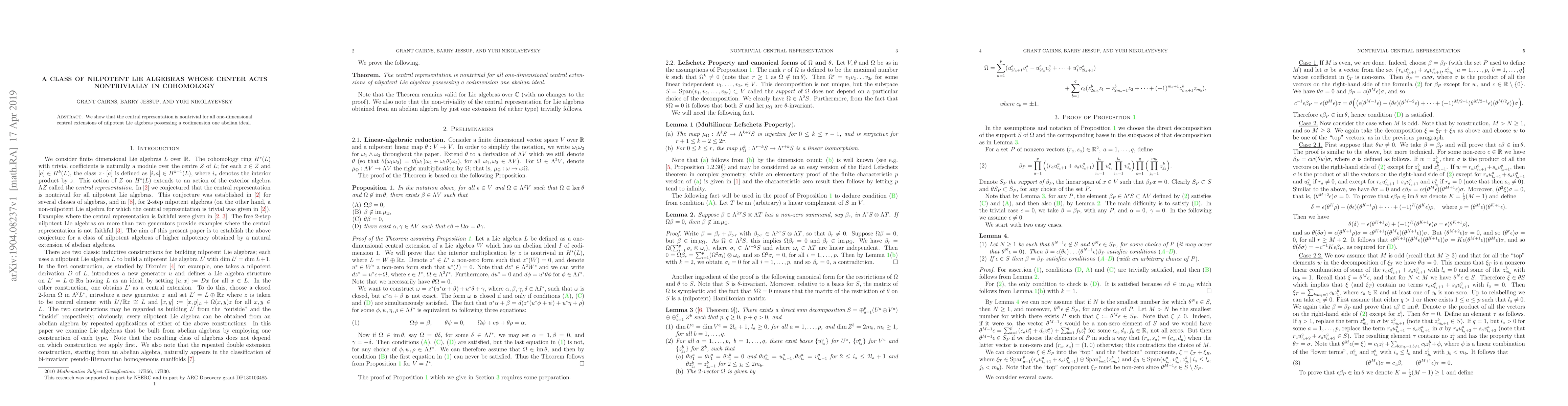 Thumbnail for A class of nilpotent Lie algebras whose center acts nontrivially in
  cohomology