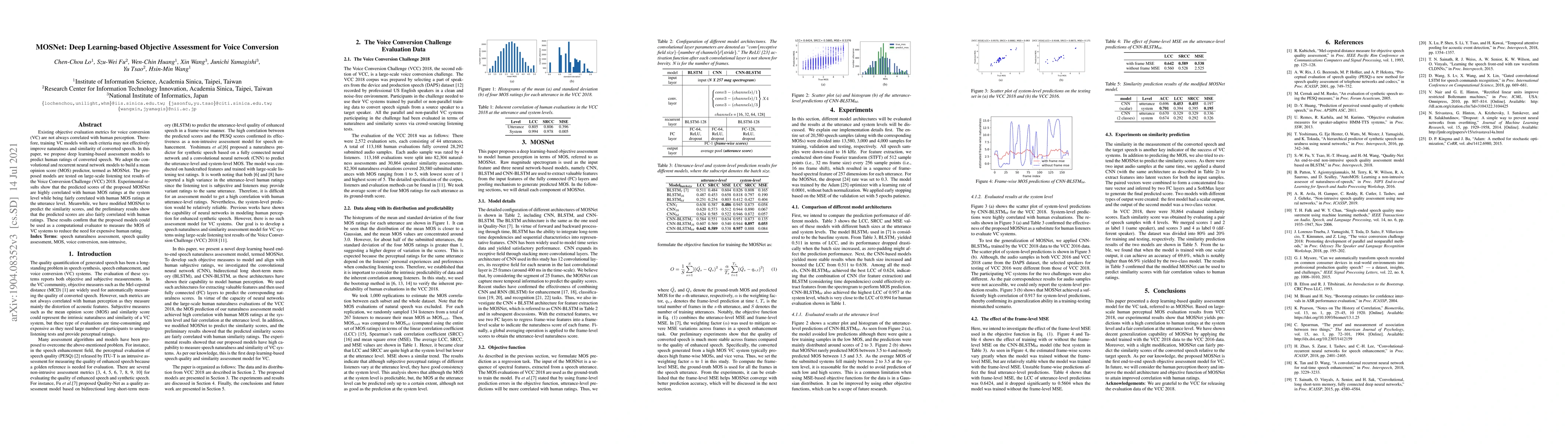 Thumbnail for MOSNet: Deep Learning based Objective Assessment for Voice Conversion