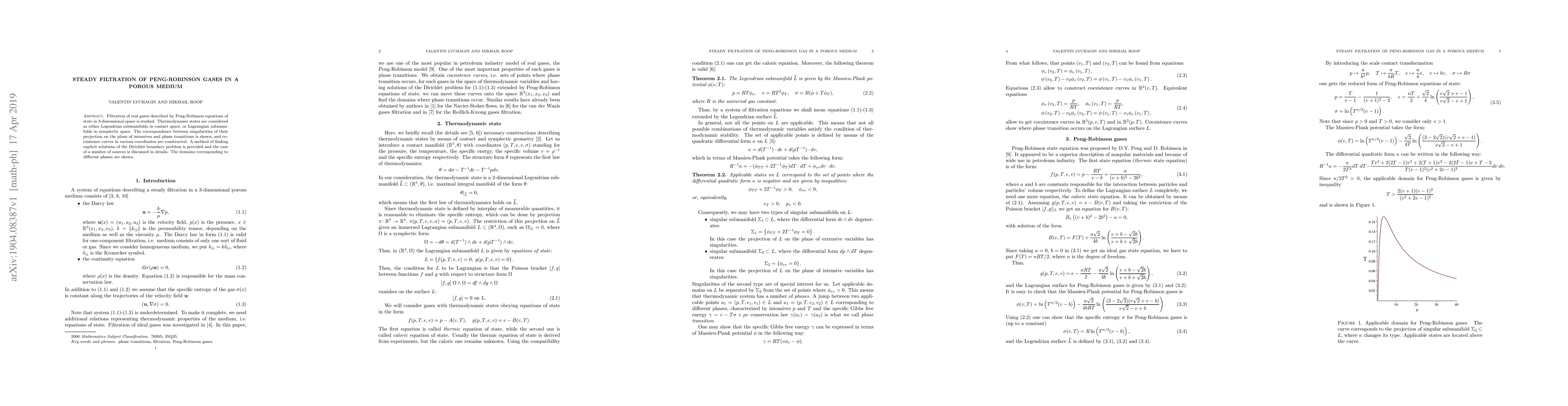 Thumbnail for Steady filtration of Peng-Robinson gas in a porous medium