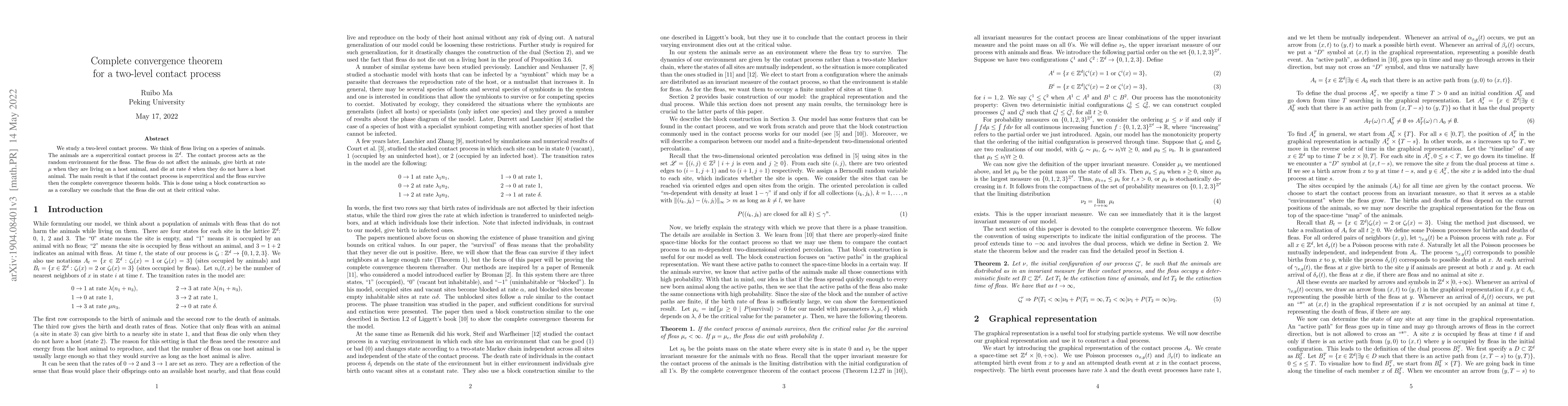 Thumbnail for Complete convergence theorem for a two-level contact process