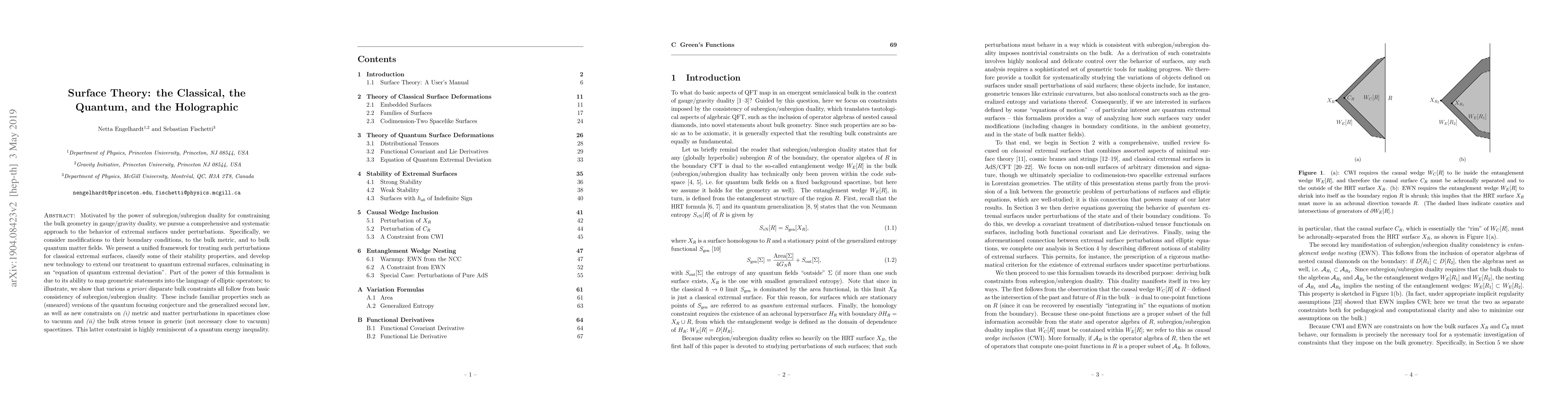 Thumbnail for Surface Theory: the Classical, the Quantum, and the Holographic