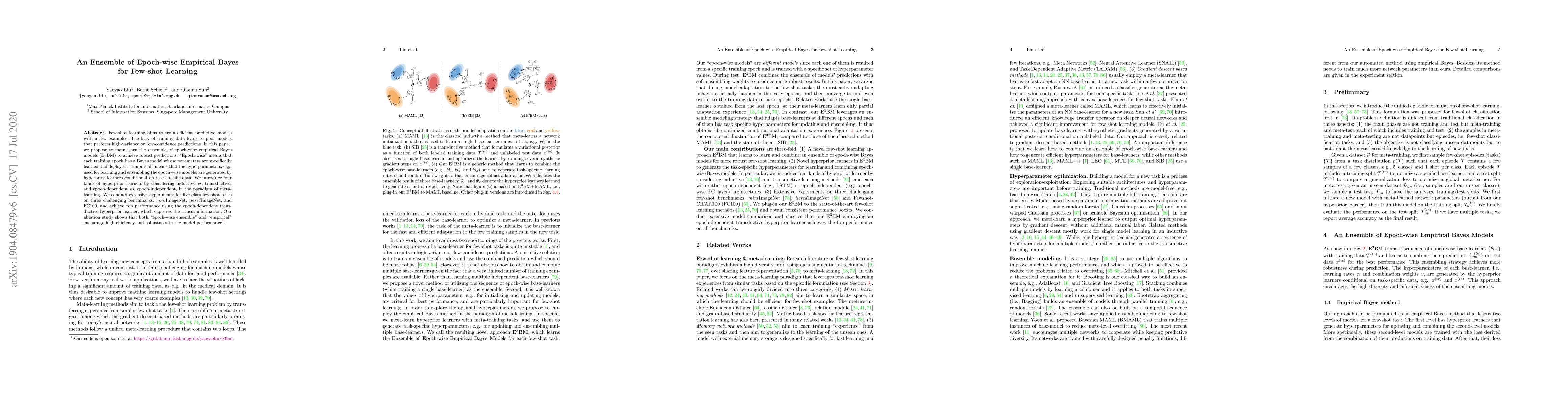 Thumbnail for An Ensemble of Epoch-wise Empirical Bayes for Few-shot Learning