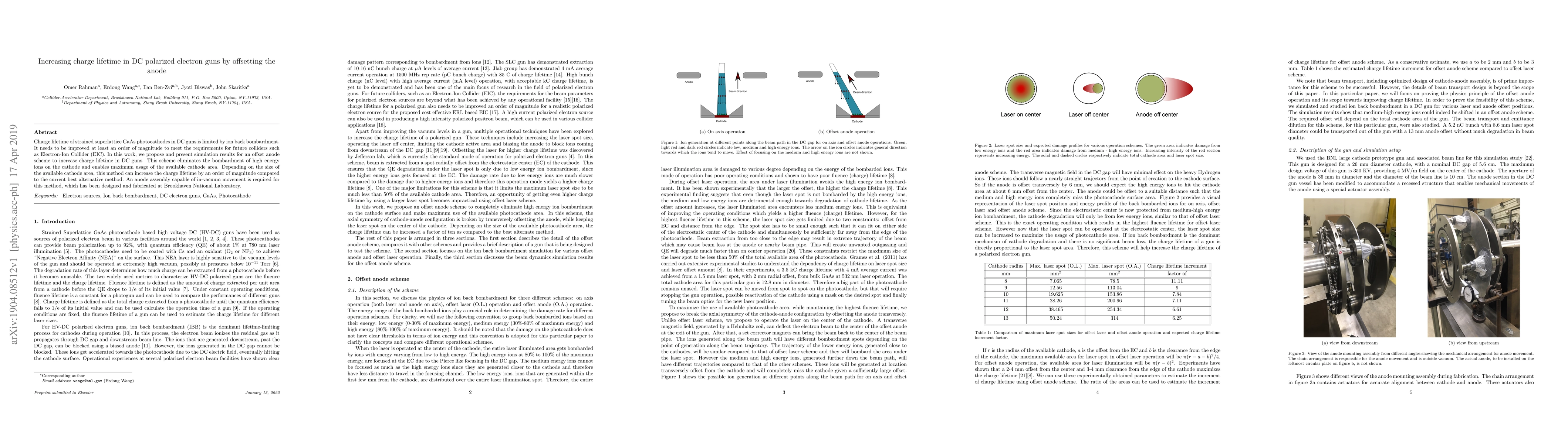 Thumbnail for Increasing charge lifetime in DC polarized electron guns by offsetting
  the anode