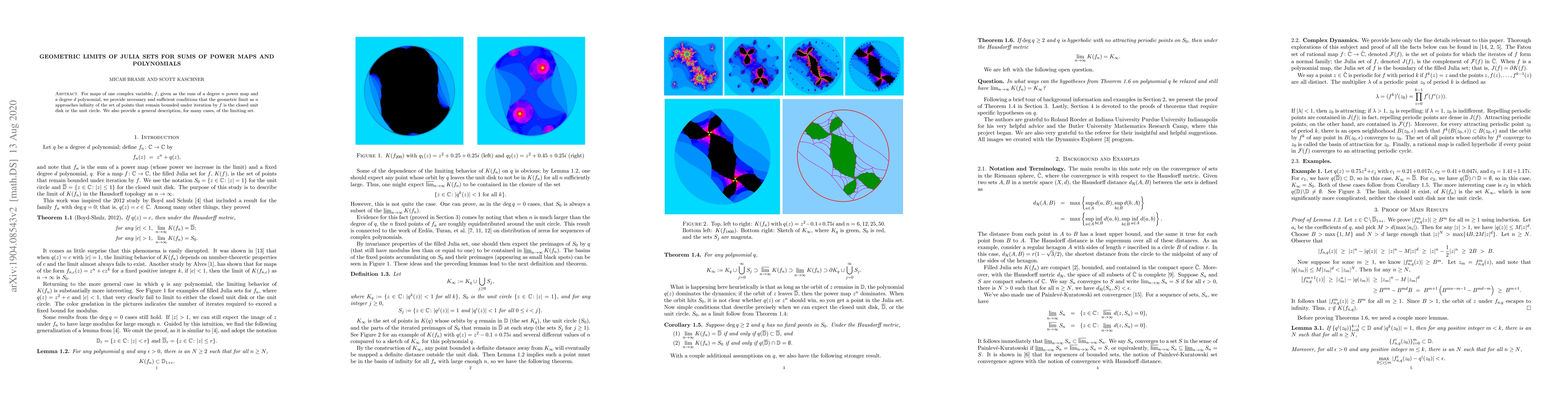 Thumbnail for Geometric limits of Julia sets for sums of power maps and polynomials