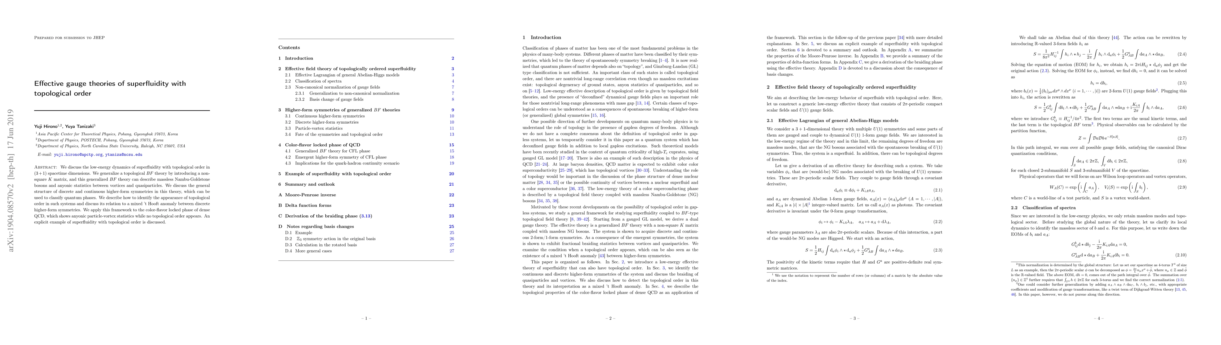 Thumbnail for Effective gauge theories of superfluidity with topological order