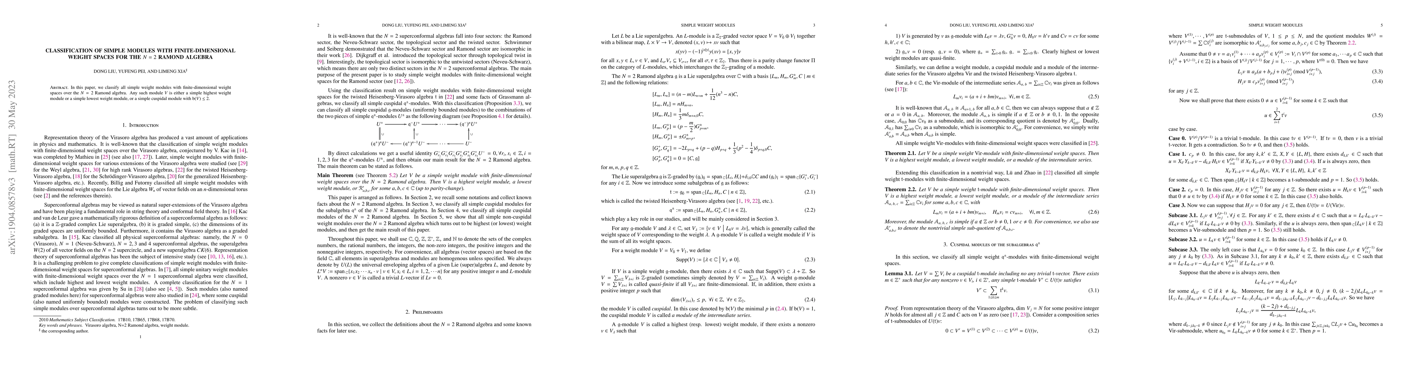 Thumbnail for Classification of simple modules with finite-dimensional weight spaces
  for the N = 2 Ramond algebra