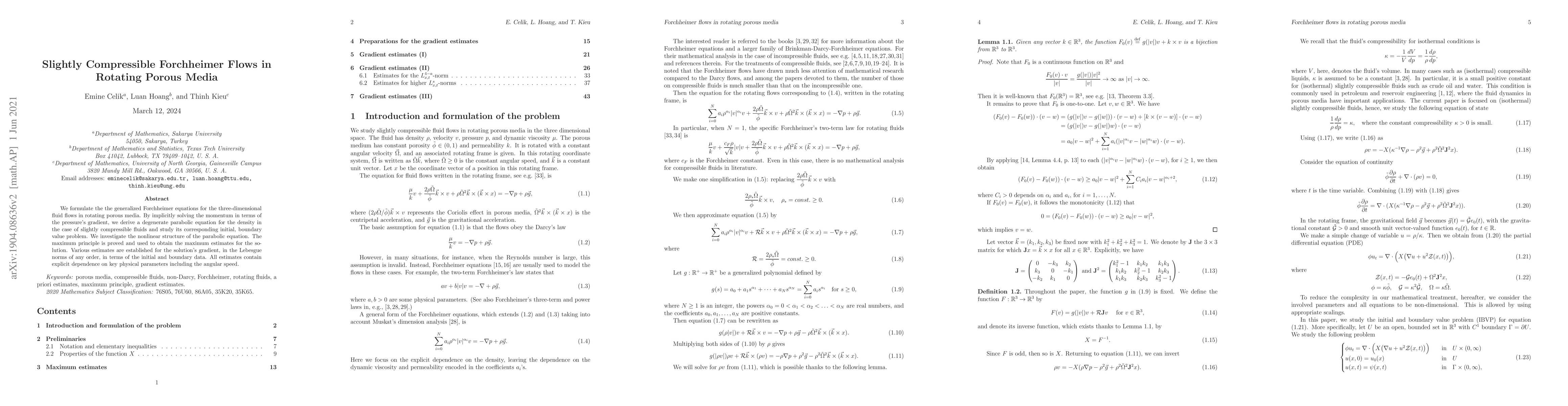 Thumbnail for Slightly Compressible Forchheimer Flows in Rotating Porous Media