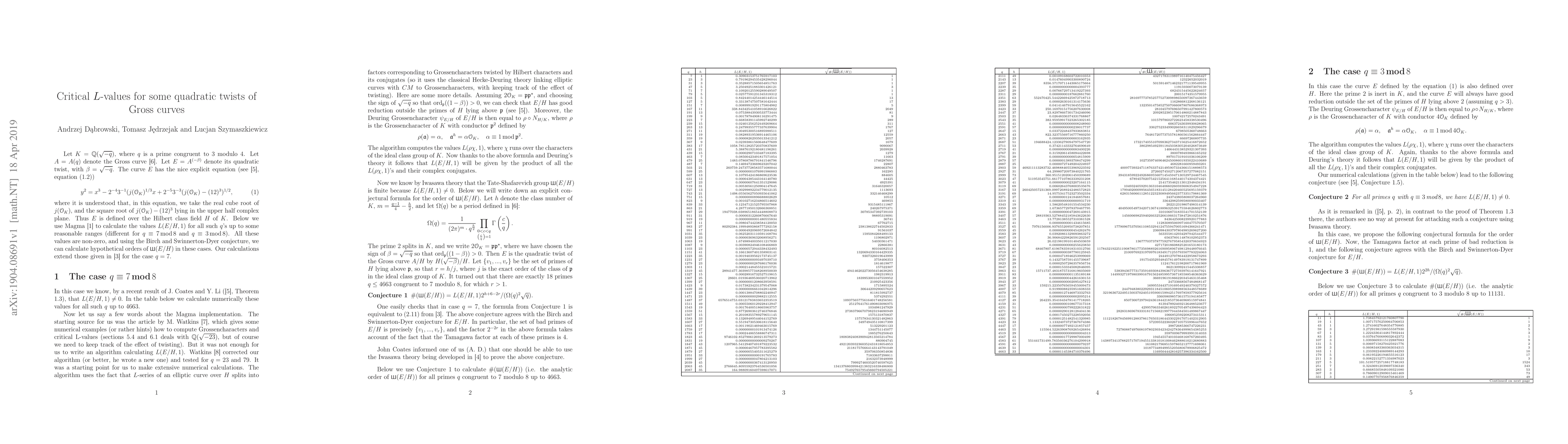 Thumbnail for Critical $L$-values for some quadratic twists of Gross curves
