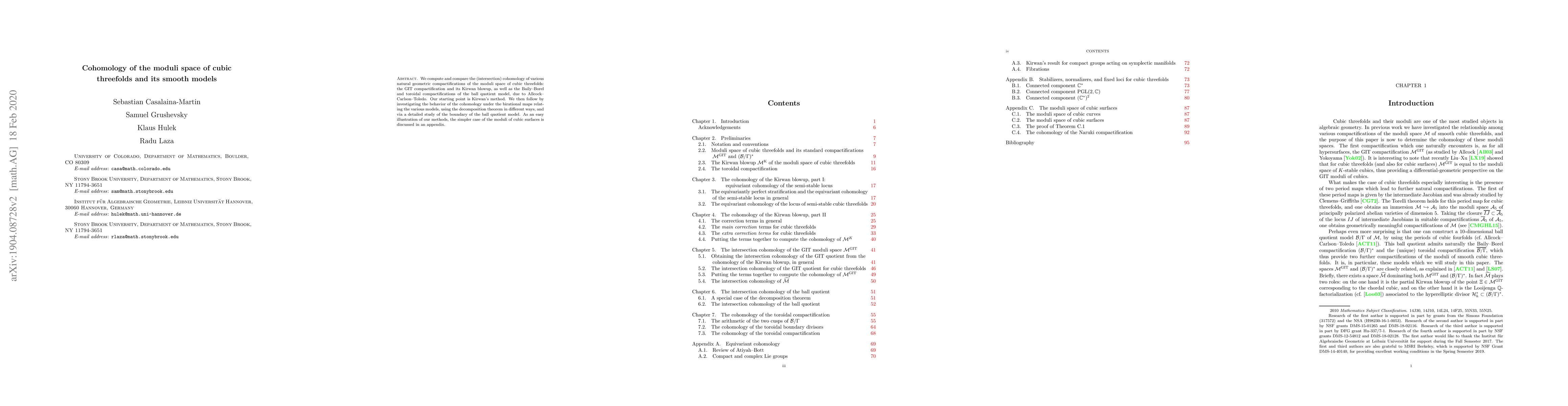 Thumbnail for Cohomology of the moduli space of cubic threefolds and its smooth models