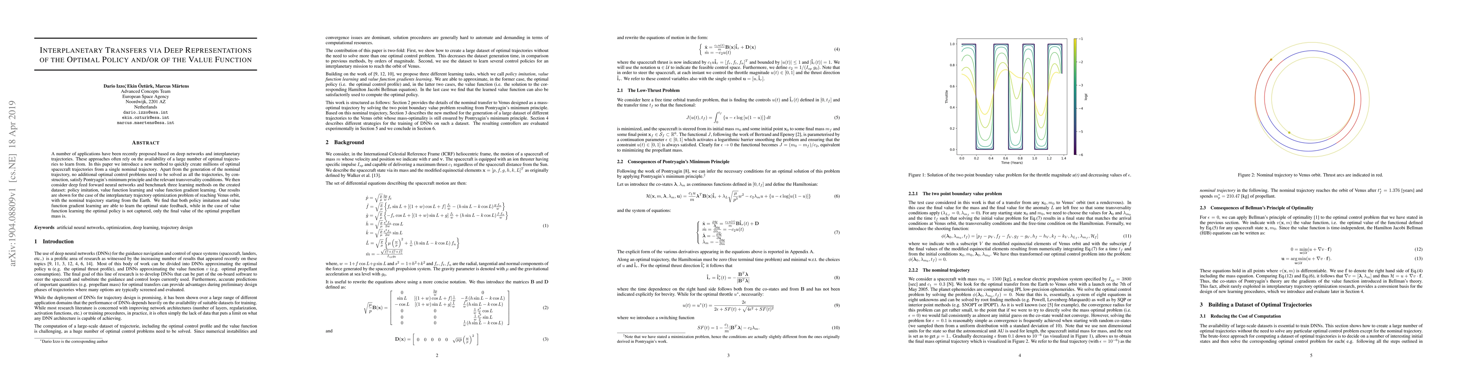 Thumbnail for Interplanetary Transfers via Deep Representations of the Optimal Policy
  and/or of the Value Function
