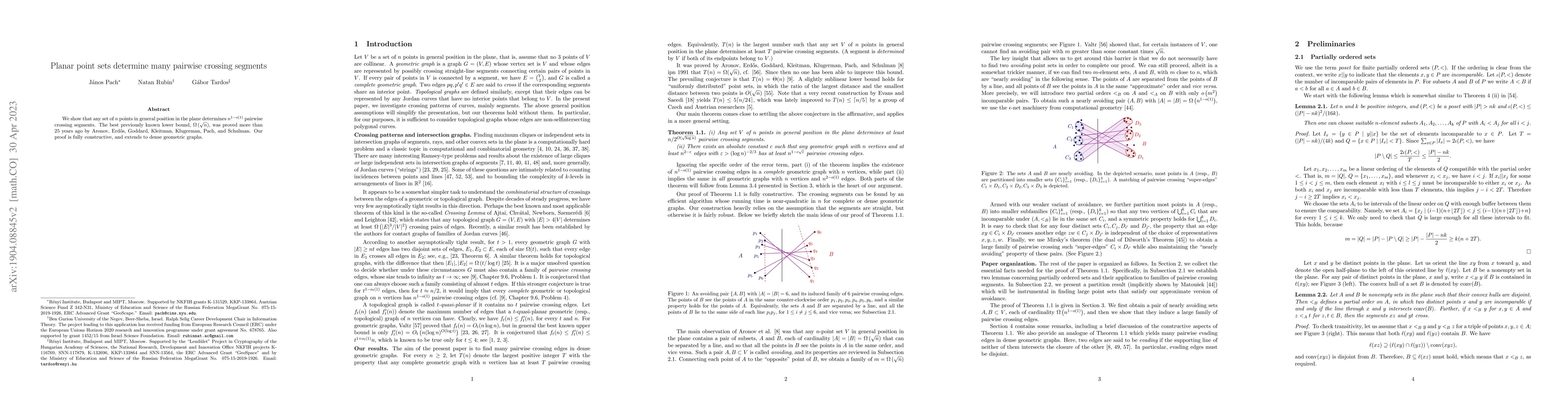 Thumbnail for Planar Point Sets Determine Many Pairwise Crossing Segments