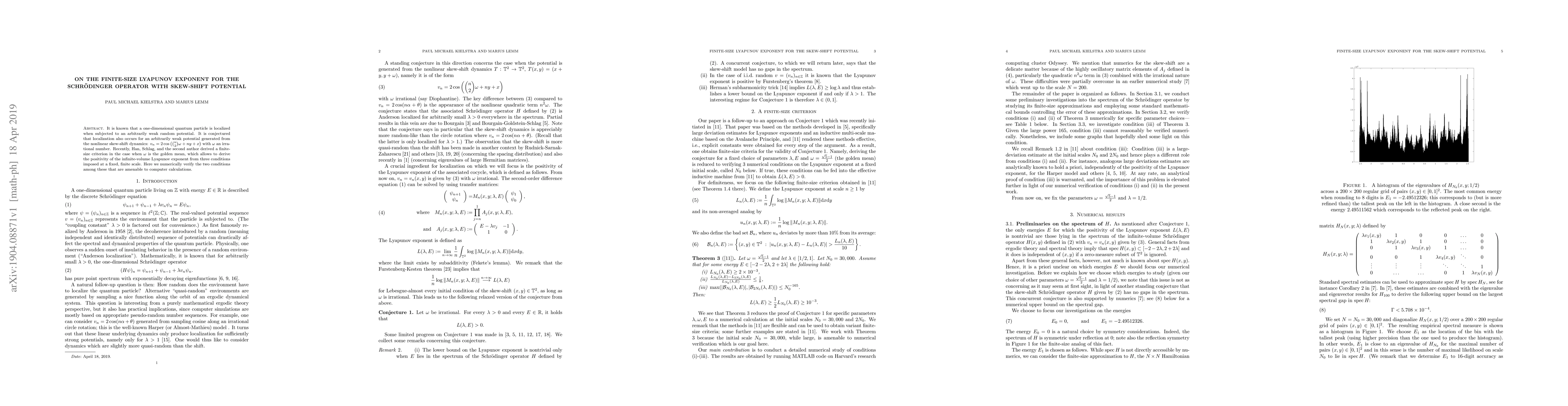 Thumbnail for On the finite-size Lyapunov exponent for the Schroedinger operator with
  skew-shift potential