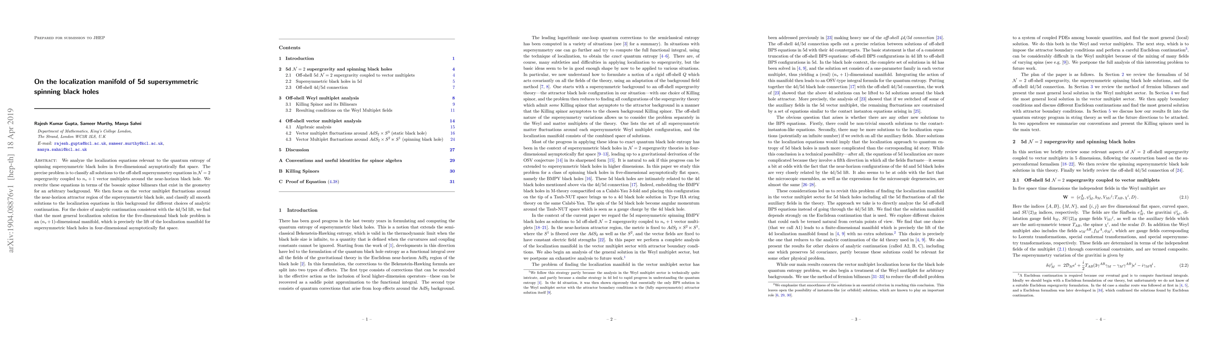 Thumbnail for On the localization manifold of 5d supersymmetric spinning black holes