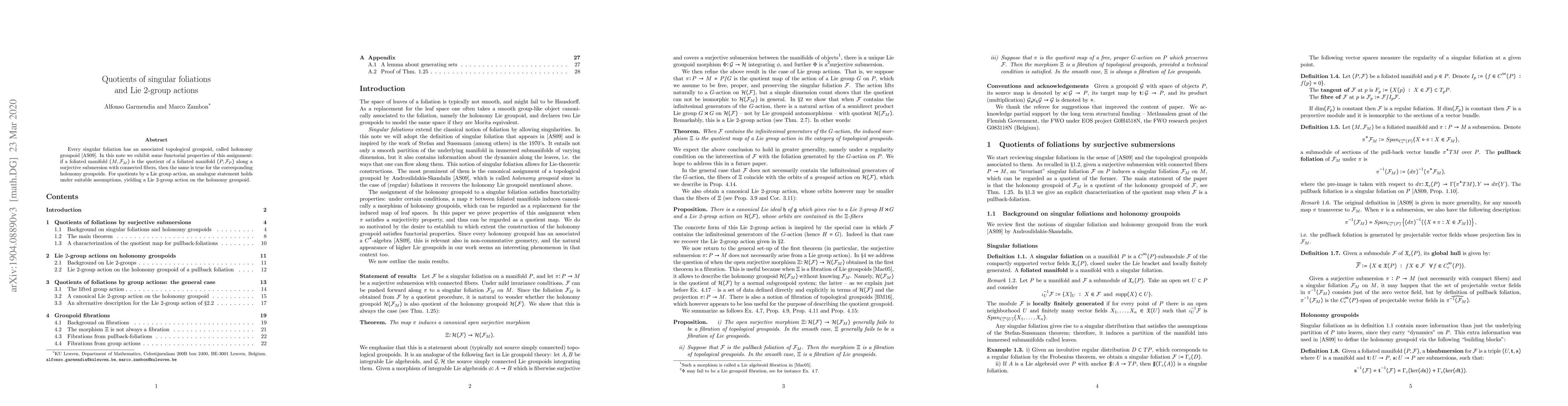 Thumbnail for Quotients of singular foliations and Lie 2-group actions