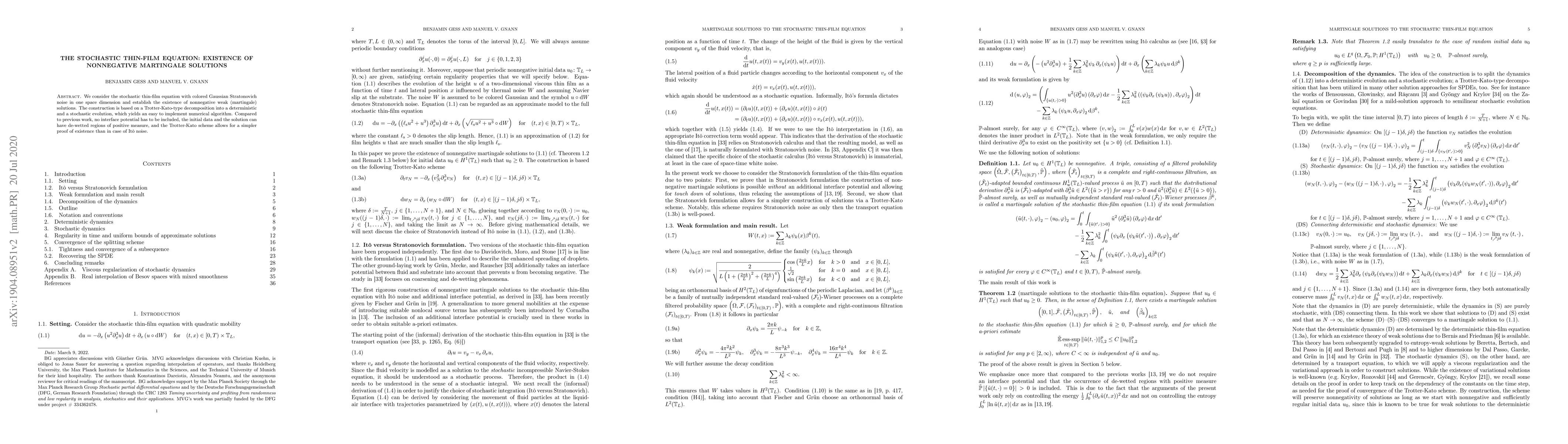Thumbnail for The stochastic thin-film equation: existence of nonnegative martingale
  solutions