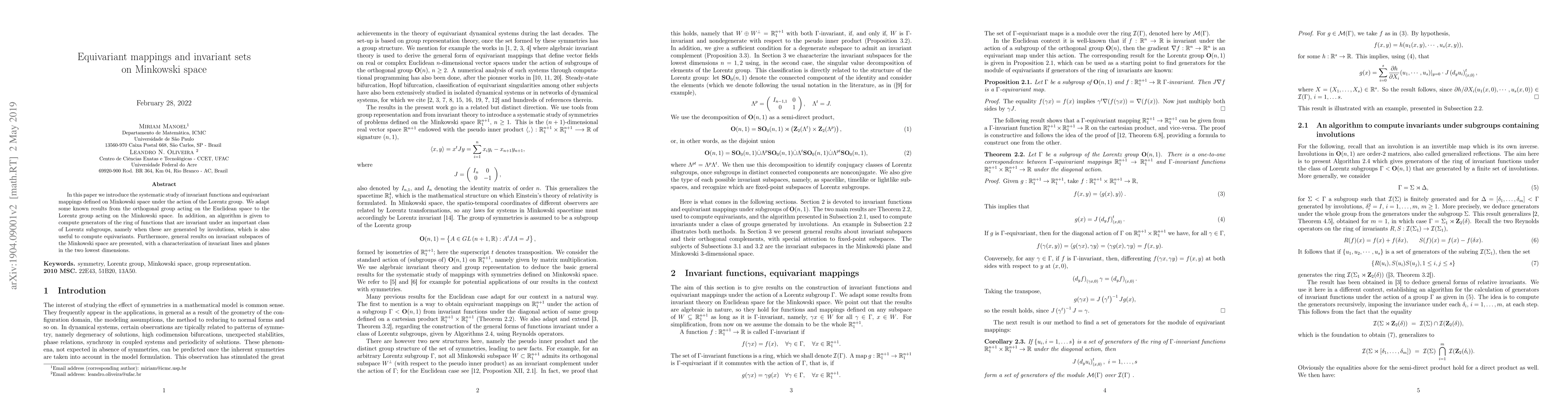 Thumbnail for Equivariant mappings and invariant sets on Minkowski space